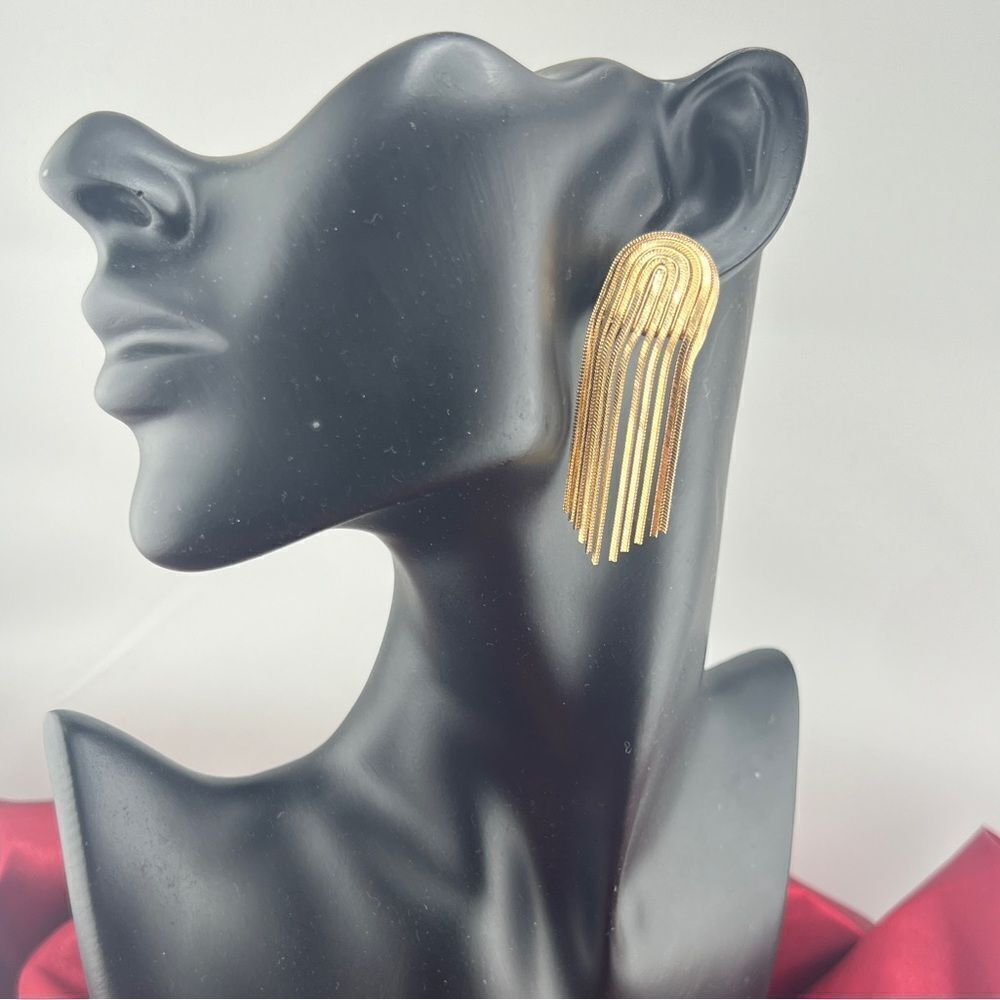 Bold & Elegant Gold Drape Chain Earrings